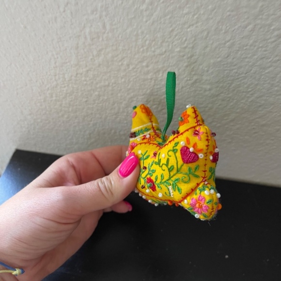 Christmas Ornament FOLK BIRD Embroidered Beads - Picture 4 of 6